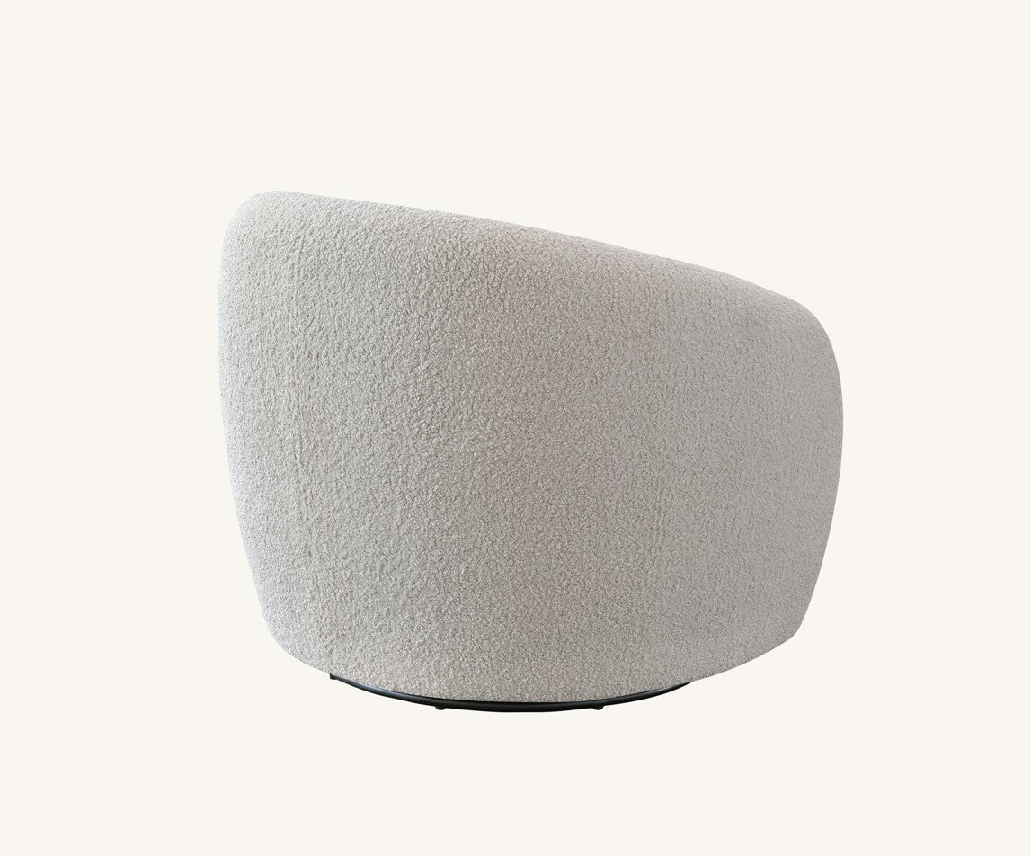 Aluxo Kira Teddy Koala Cream Boucle Swivel Armchair